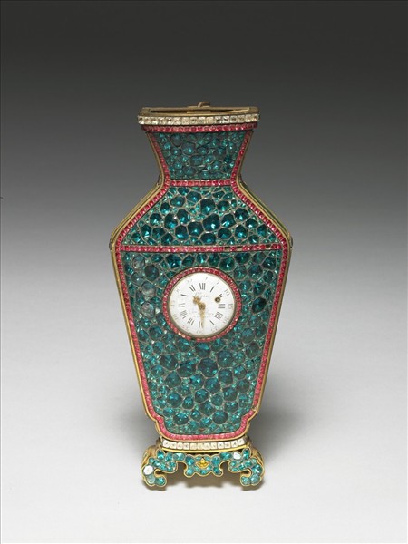 銅胎嵌料鑲錶轎瓶