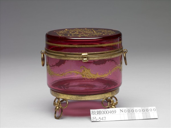 西洋玻璃花草紋盒