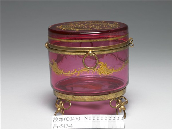 西洋玻璃花草紋盒