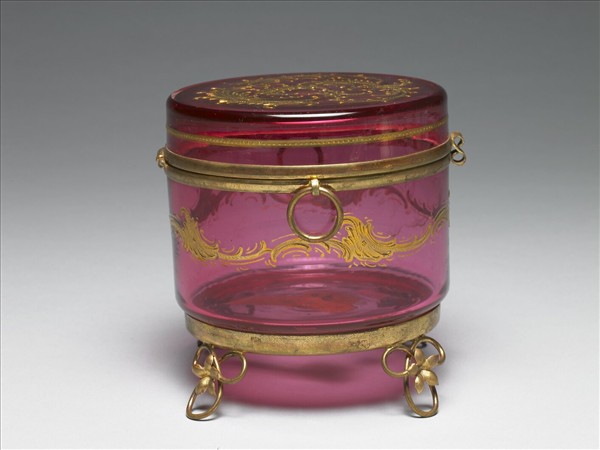 西洋玻璃花草紋盒