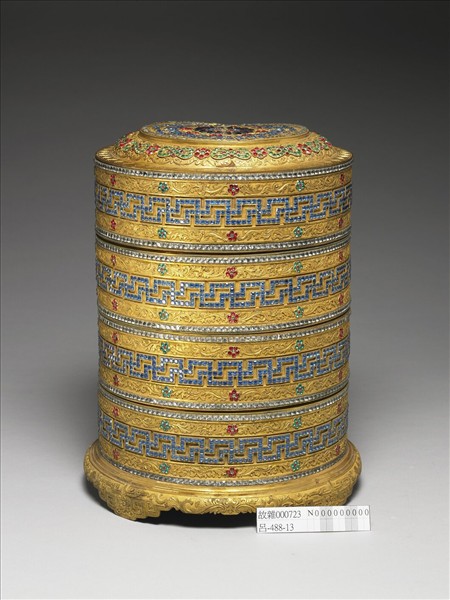 鎏金嵌料花卉卍字紋套盒