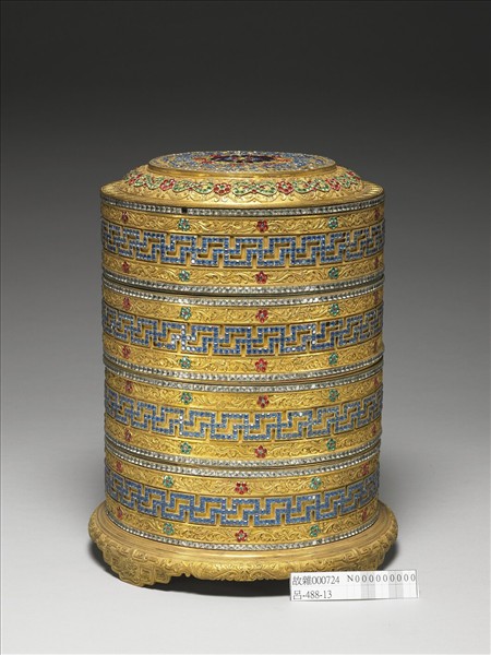 鎏金嵌料花卉卍字紋套盒