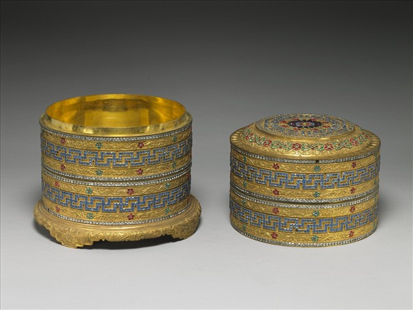 鎏金嵌料花卉卍字紋套盒