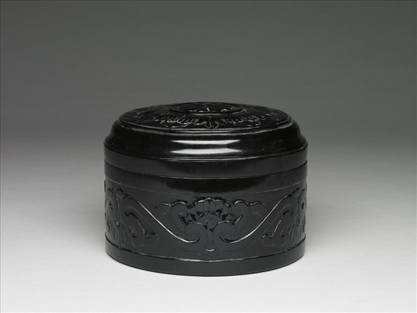 玻璃花卉紋圓盒