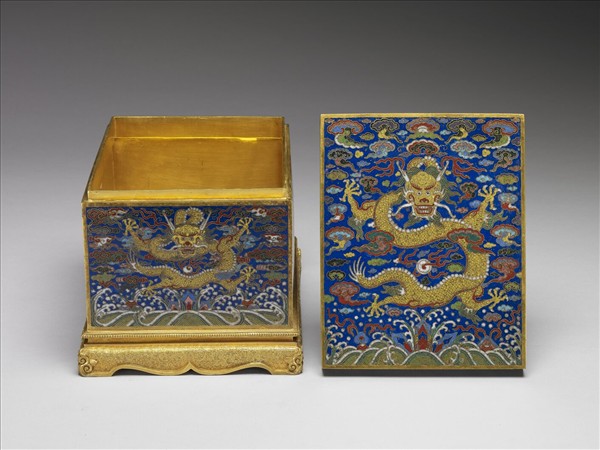 掐絲琺瑯龍紋暖硯盒