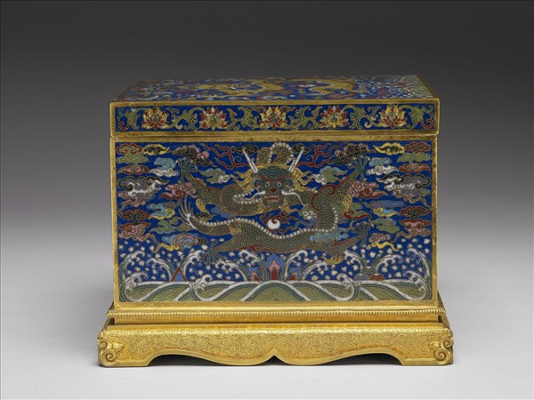 掐絲琺瑯龍紋暖硯盒