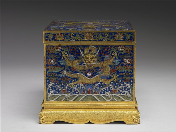 掐絲琺瑯龍紋暖硯盒