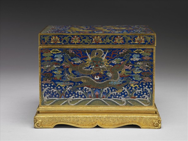 掐絲琺瑯龍紋暖硯盒