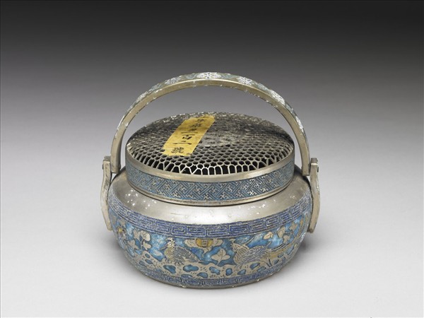 銅胎內填琺瑯雙鳳朝日手爐