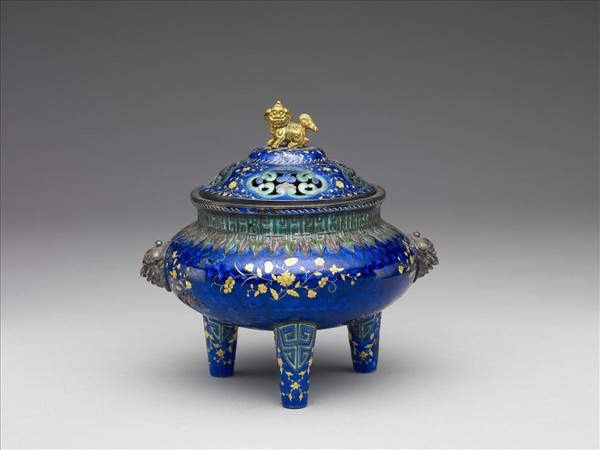 銅胎內填琺瑯貼金爐