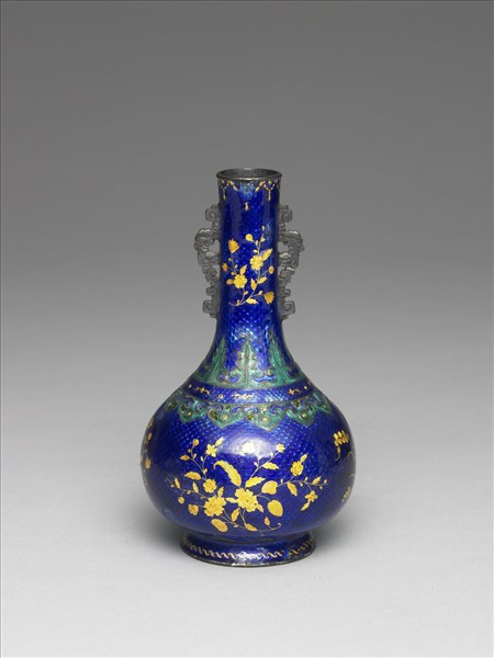 銅胎內填琺瑯貼金瓶