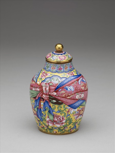 銅胎畫琺瑯包袱紋蓋罐