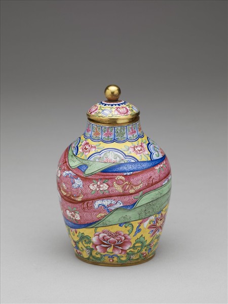 銅胎畫琺瑯包袱紋蓋罐