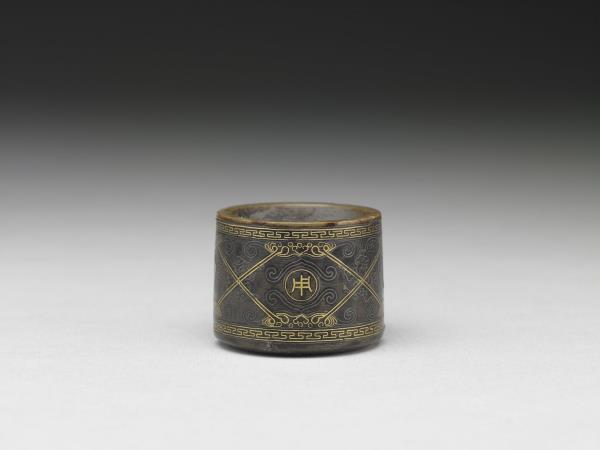 犀角嵌金銀絲扳指