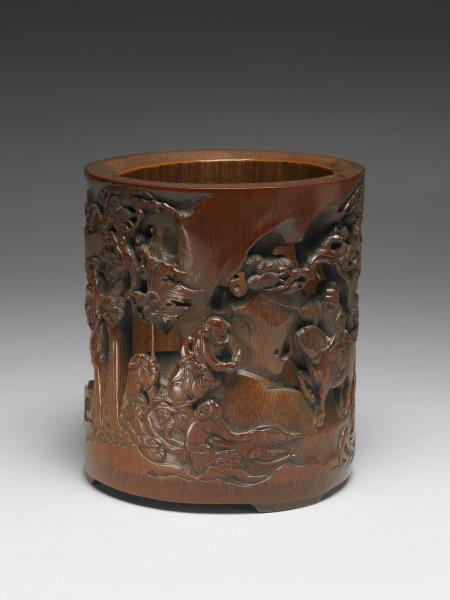 竹雕郭子儀免冑圖筆筒