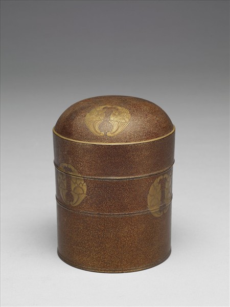 抱杏葉蒔繪圓筒盒