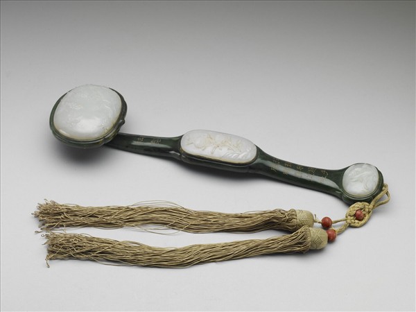 御製詩玉三鑲如意