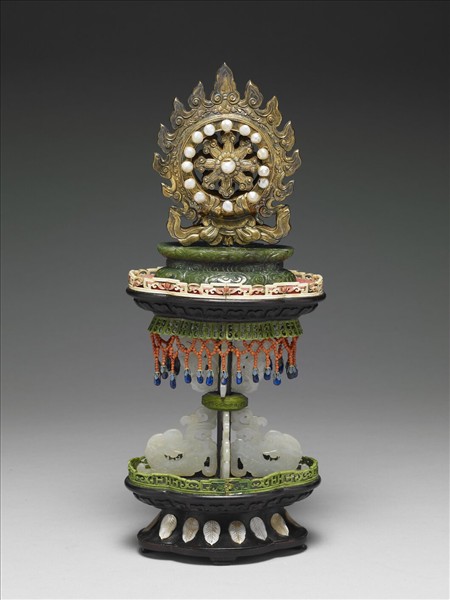 銅鍍金嵌珠法輪