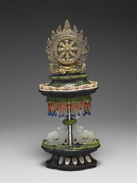 銅鍍金嵌珠法輪