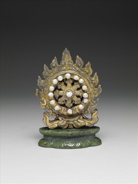 銅鍍金嵌珠法輪