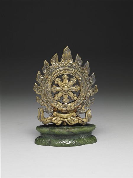 銅鍍金嵌珠法輪