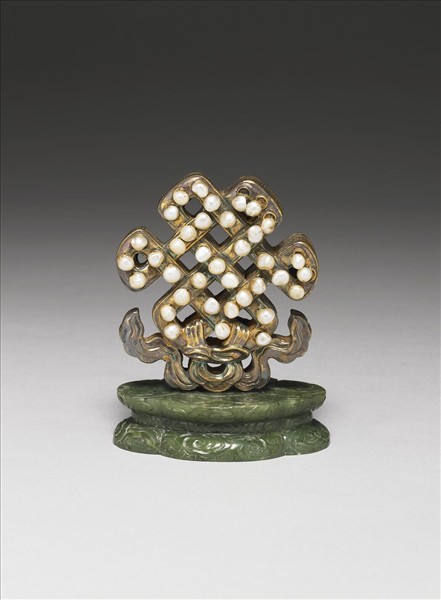 銅鍍金嵌珠盤長