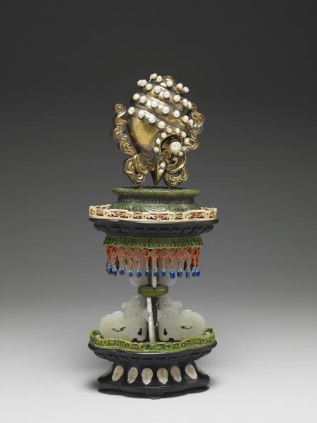 銅鍍金嵌珠寶螺