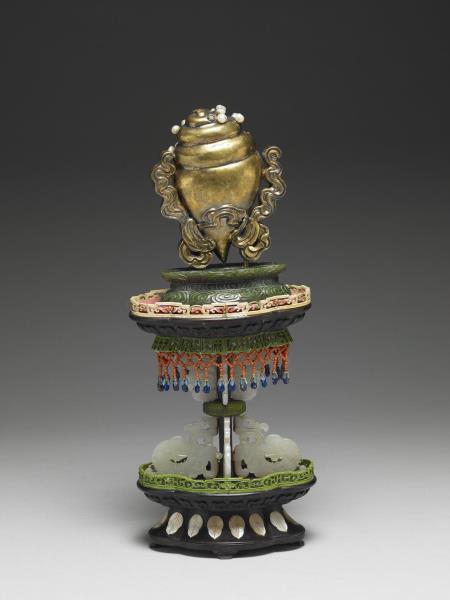 銅鍍金嵌珠寶螺