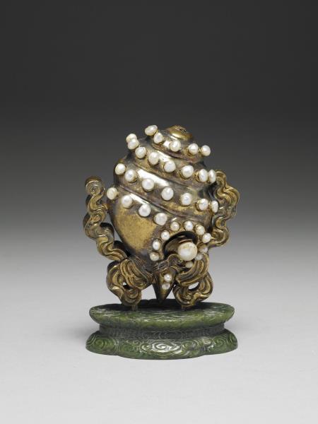 銅鍍金嵌珠寶螺