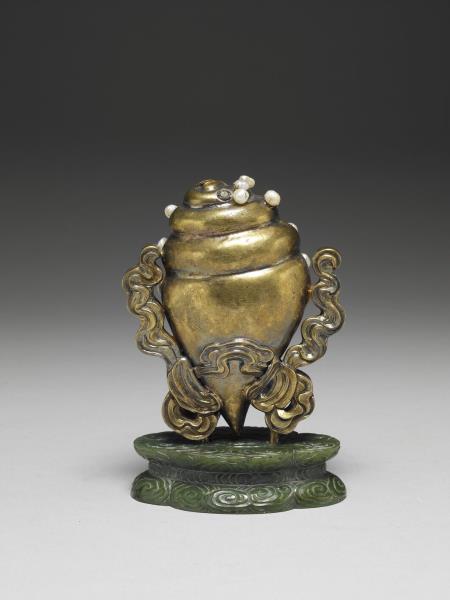 銅鍍金嵌珠寶螺