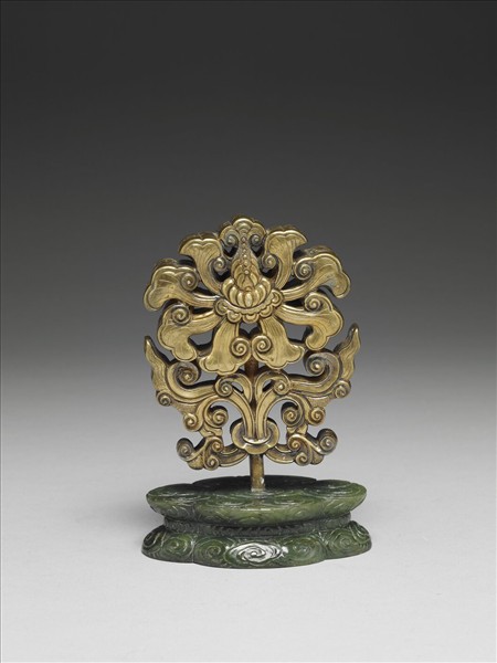 銅鍍金嵌珠蓮花