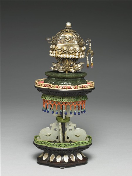 銅鍍金嵌珠寶蓋