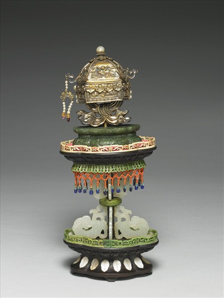 銅鍍金嵌珠寶蓋