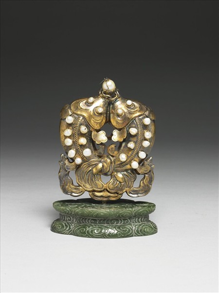 銅鍍金嵌珠雙魚