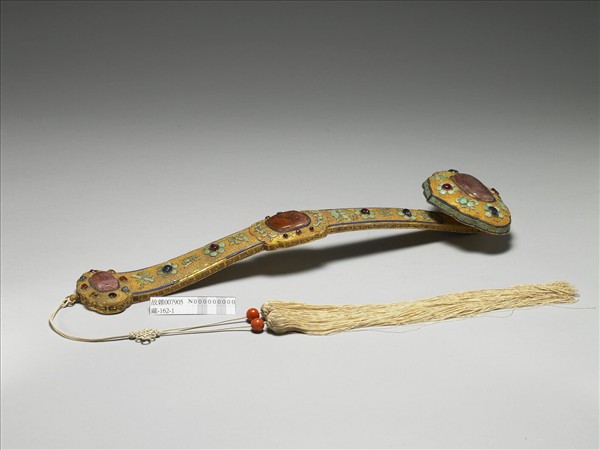 鍍金纍絲三鑲碧璽如意