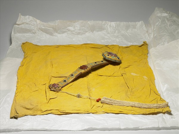 鍍金纍絲三鑲碧璽如意