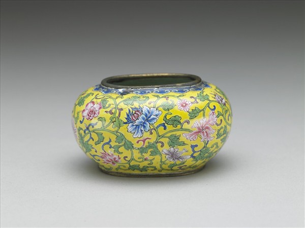 銅胎畫琺瑯四季花卉水盂