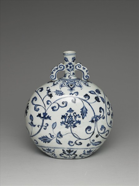 青花轉枝花卉紋扁瓶