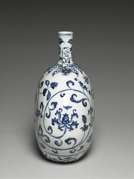 青花轉枝花卉紋扁瓶- 故宮