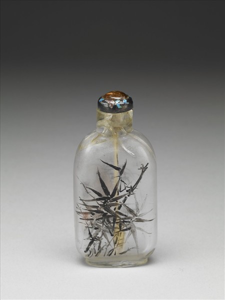 玻璃內繪蘭竹鼻煙壺