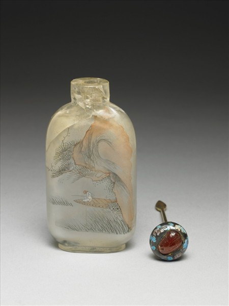 玻璃內繪垂釣圖鼻煙壺