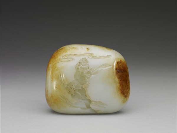 玉山水花鳥圖擺件