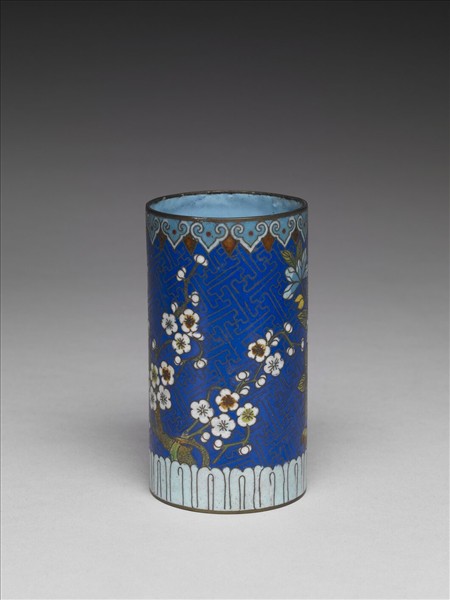 掐絲琺瑯花卉紋筆筒