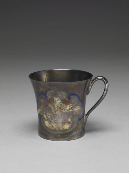 銀胎畫琺瑯山水圖杯