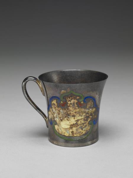 銀胎畫琺瑯山水圖杯