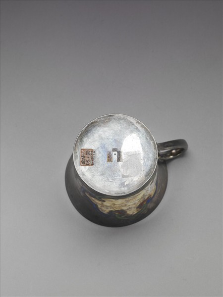 銀胎畫琺瑯山水圖杯