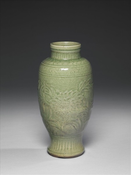 龍泉窯 青瓷劃花燈籠瓶