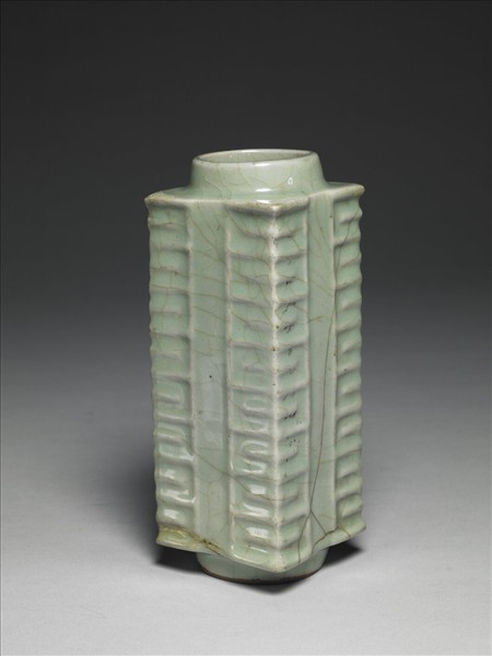 龍泉窯 青瓷琮式瓶