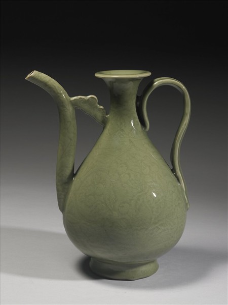 龍泉窯 青瓷劃花枇杷執壺