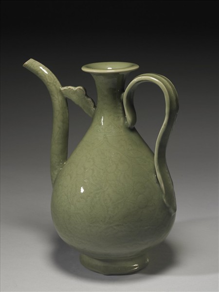 龍泉窯 青瓷劃花枇杷執壺